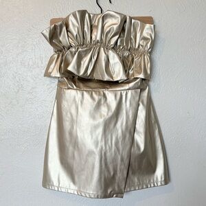 Elegant champagne Gold Strapless Jumpsuit